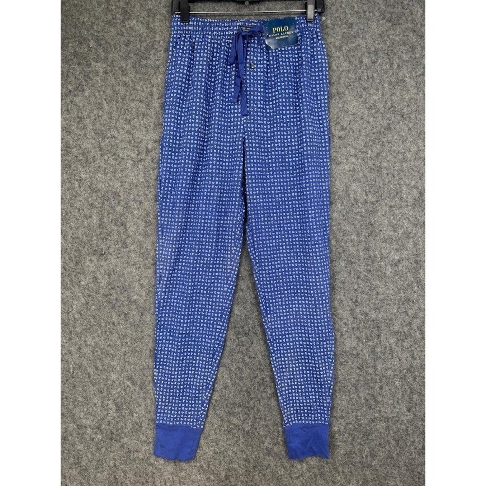 Polo Ralph Lauren Mens Blue Paisley Cotton Jogger Pant Sleep Lounge Small NEW